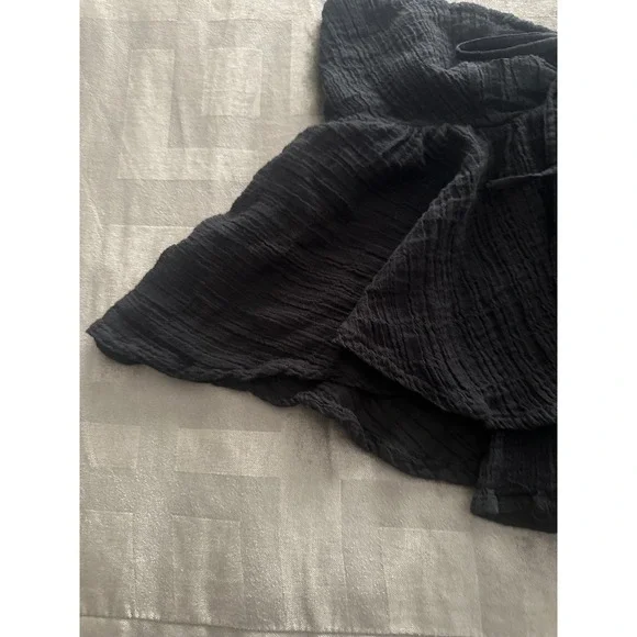 Princess Polly Top Womens US 6 Black Strapless Peplum Gauze Smocked Tie Front - Picture 7 of 12